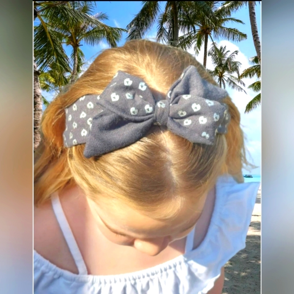 Grey‎ white and black Gold bug 6 pack head wraps with bows